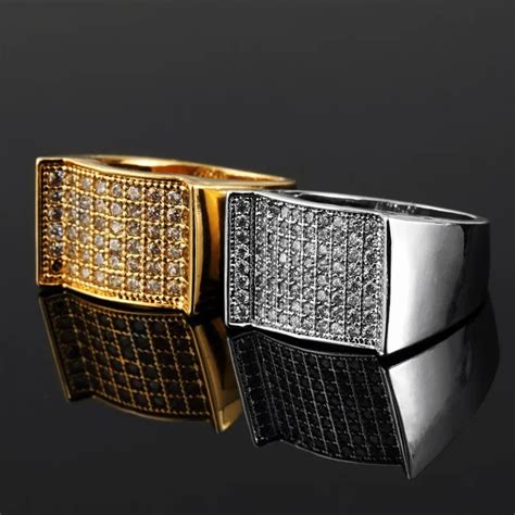 Rap Hip Hop Style Copper Ring Men Jewelry Anel Silver Gold Color Aaa