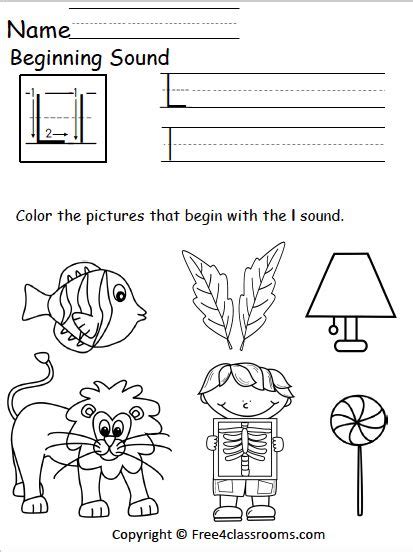 Free Letter L Phonics Worksheets  Free4classrooms  Beginning sounds