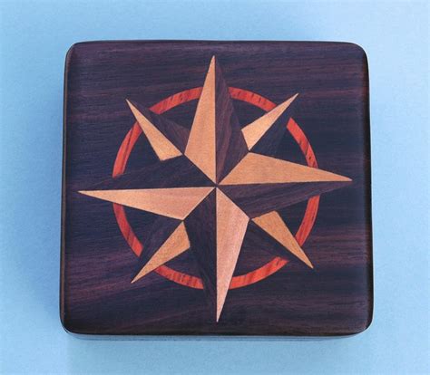 Rosewood Desk Compass With Hand Inlaid Hardwood Compass Rose Can Be