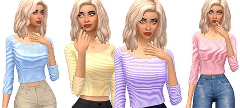 Kass Sims 4 Cc Striped Shirt Female Striped Jumper Sims 4