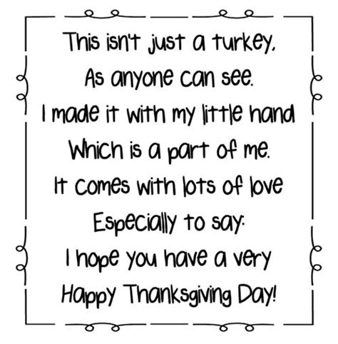 Turkey Handprint Poem Printables Thanksgiving Poems Thanksgiving