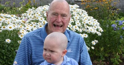 George Hw Bush Shaves Head For Leukemia Patient