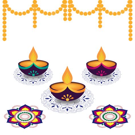 Diwali Dekoration Mit Diya Und Rangoli Diwali Dia Rangoli Kunst