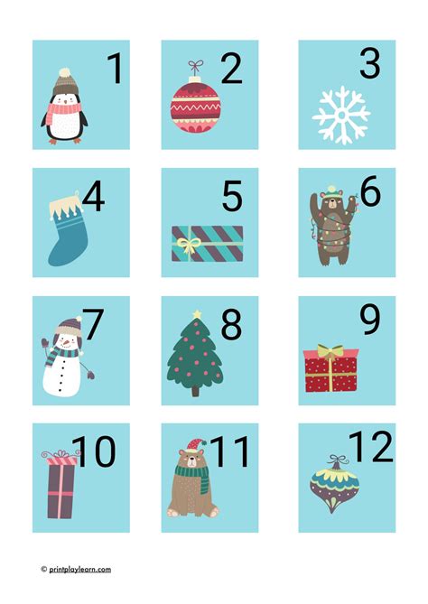 Advent Calendar Numbers 1 24 Christmas Printable Teaching Resources