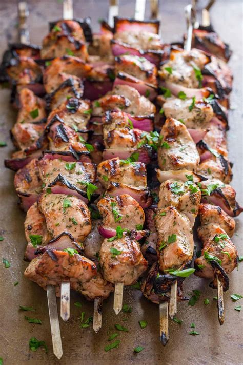 Pork Loin Kebabs With Grilled Peppers And Red Onion The Virtual Weber