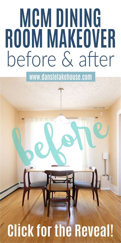 A Dining Room Makeover Before And After With Text Overlay That Reads