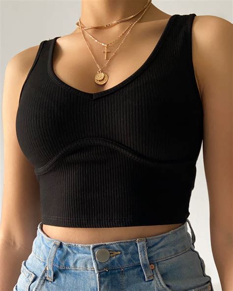 Makayla Crop Top Black In 2021 Black Tank Tops Outfit Top Outfits