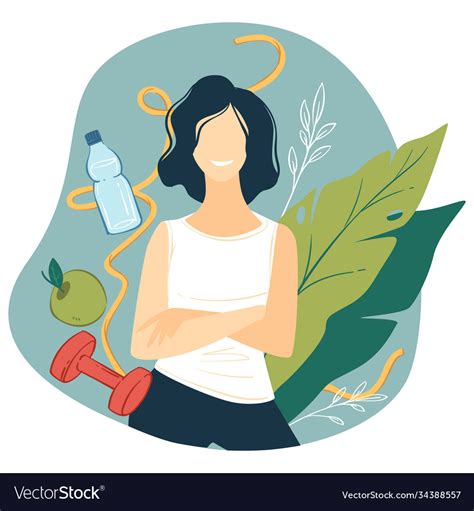 Woman Leading Healthy Lifestyle Dieting Royalty Free Vector