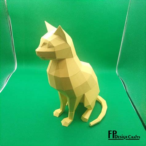 Cat Papercraft 3d Diy Origami Sculpture Low Poly Paper Craft