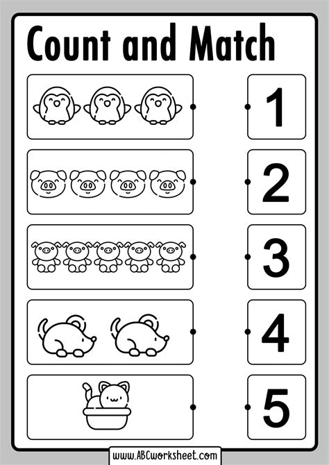 Count And Match Numbers Worksheets
