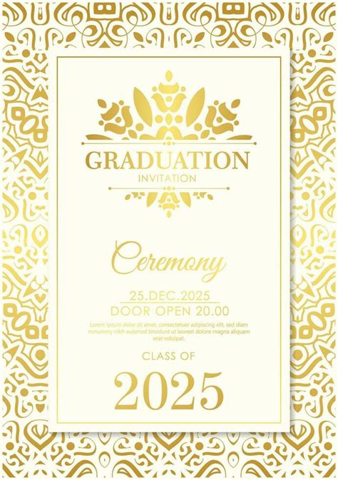 Elegant Graduation Invitation Template With Ornament 26279808 Vector