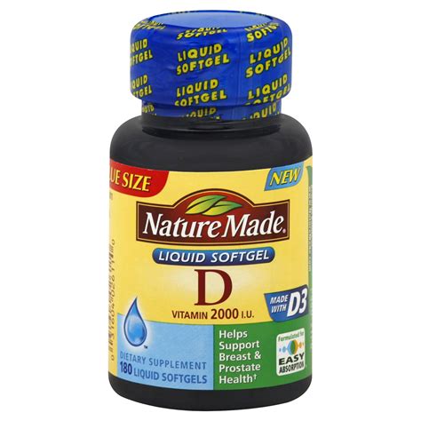 Nature Made Vitamin D 200 Iu Liquid Softgels Value Size 180