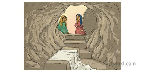 Mary Looking Into Empty Tomb Scene Bible Jesus Resurrection Easter Ks2