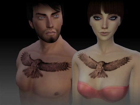 Swooping Owl Chest Tattoo The Sims 4 Catalog