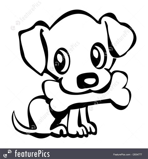 Illustration Of Puppy With Bone