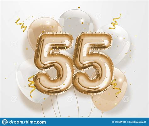 Happy 55th Anniversary Gold Wreath Laurel Cartoon Vector