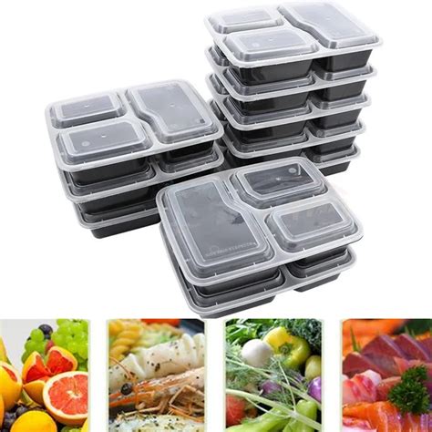 Plastic Lunch Box Microwavable Disposable Meal Prep Container Home