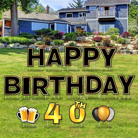 Greatingreat 17 Packs Happy 40th Birthday Yard Sign With