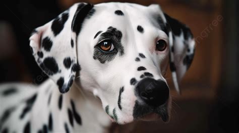 Dog With Black And White Spots Looking To The Side Background Picture