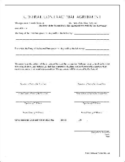 Free Notarized General Contractual Agreement From Formville