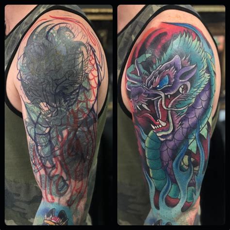 Dragon Cover Up Tattoo By Nathan Limited Availability At Revival