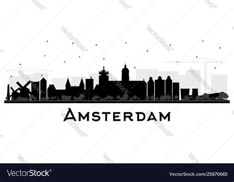 Amsterdam Holland City Skyline Silhouette Vector Image