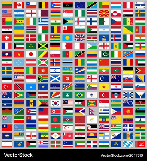 216 Flags All World Royalty Free Vector Image Vectorstock