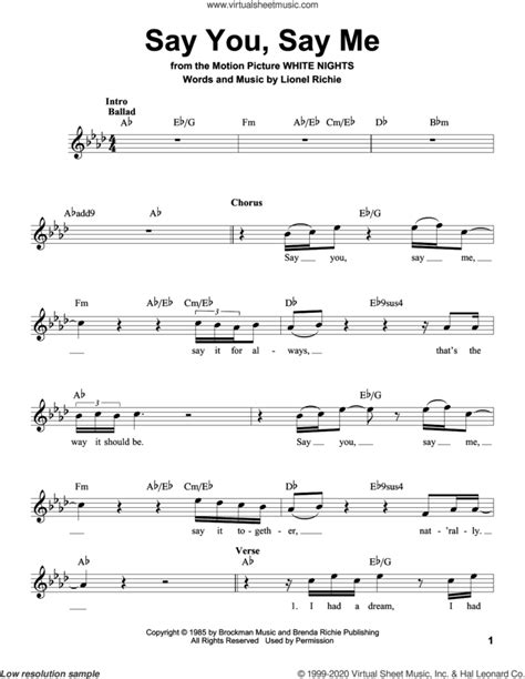 Say You Say Me Sheet Music For Voice Solo Pdf