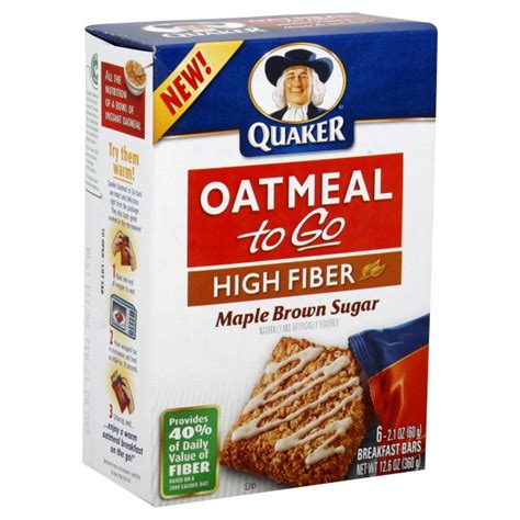 7 foods for healthy digestion! Quaker Oatmeal To Go Cereal Bars Maple Brown Sugar High Fiber - 6 ct