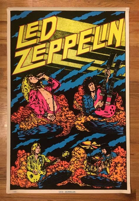 1980s Retro Led Zeppelin Felt Black Light Poster Black Light Posters