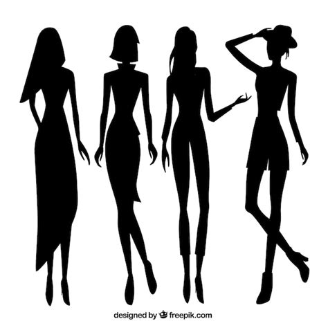 Set De Siluetas De Modelos Mujeres Descargar Vectores Gratis