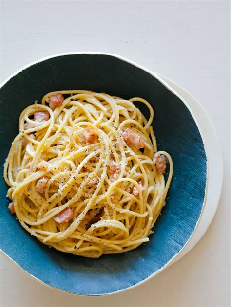 Basic Pasta Carbonara Pasta Recipe Spoon Fork Bacon