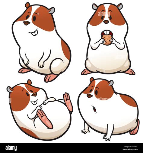 Vector Illustration Von Cartoon Hamster Zeichensatz Stock Vektorgrafik