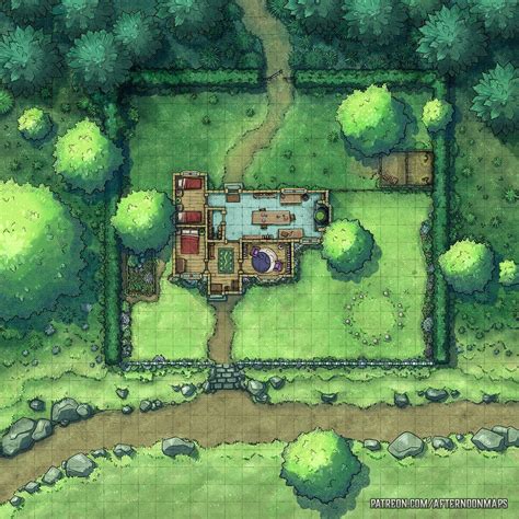 Witchs Cottage Battle Map 30x30 Grid Dndmaps With Images