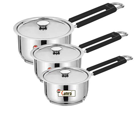 Buy Camro Stainless Steel Deep Sauce Pan With Lid Induction Bottom 3