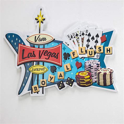 Las Vegas Lady Luck Embossed Metal Wall Decor Sign For Bar Garage Or