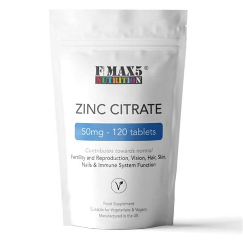 Zinc Citrate 50mg X 120 Tablets Sexual Health Acne Immune Skin Hair And Vision 8438677977721