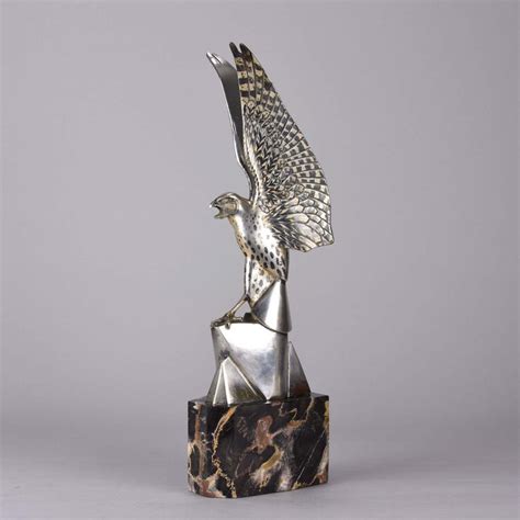 Art Deco Silvered Bronze Falcon By Henri Rischmann At 1stdibs