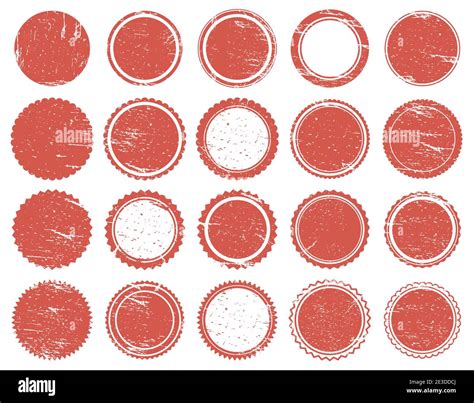 Grunge Texture Stamp Rubber Red Circle Stamps Distressed Texture Red