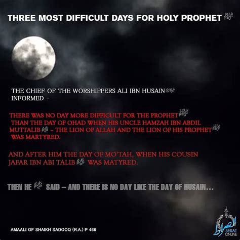 Three Most Difficult Days For Holy Prophet The Chief Of The Worshippers