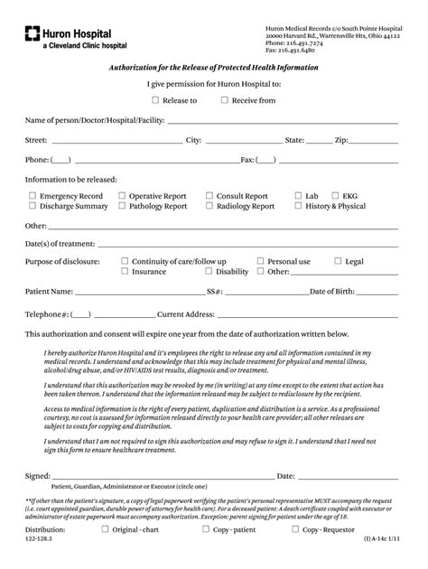 Cleveland Clinic Medical Records Release 2011 2024 Form Fill Out And