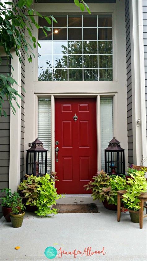 Door areas b to e next, use a brush or roller on all remaining areas. Painted Front Door in a Bold Red Color | Painted front ...
