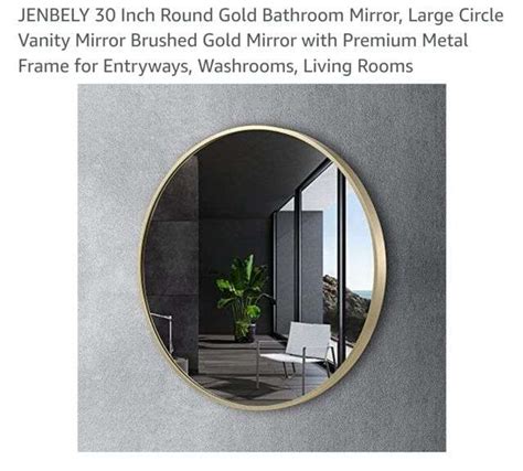 Jenbely 30 Inch Round Gold Bathroom Mirror Large Circle Vanity Mirror