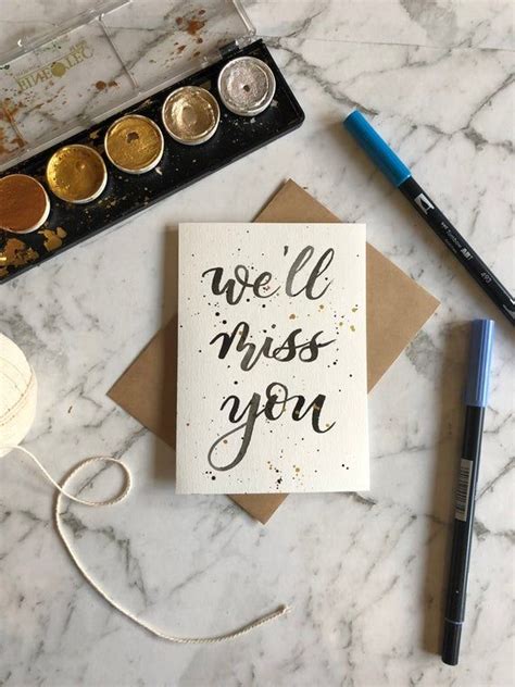 Well Miss You Goodbye Card Going Away Card Black Hand Lettering