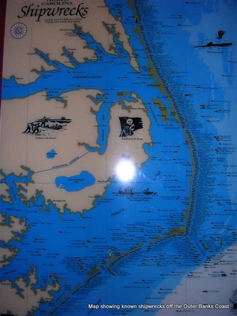 Outer Banks North Carolina Shipwrecks Wall Map National Geographic