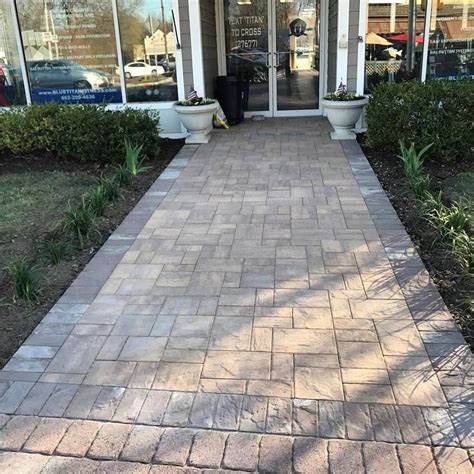 Cambridge Paver Walkway And Spring Planting For A Commercial Business