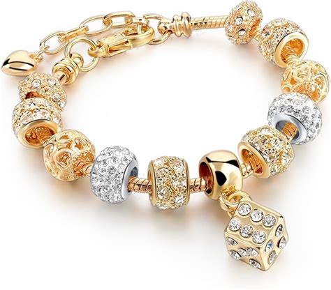 Crystal Heart Charm Bracelets And Bangles Gold Bracelets For Women