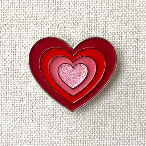 Sparkly Stacked Hearts Valentine Enamel Pin With Just The Right Amount
