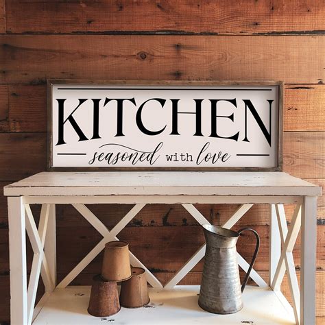 Kitchen Seasoned With Love Sign Kitchen Signs Kitchen Decor Wood Signs