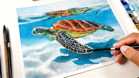 Painting A Sea Turtle In Watercolor Youtube